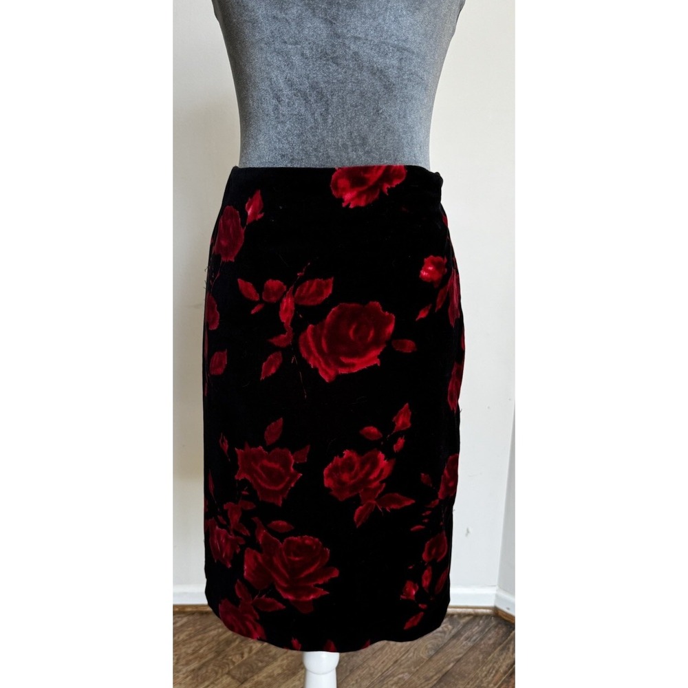 Talbots Skirt 6 Velvet Roses Floral Lined Coquette Old Money Whimsigoth Classic‎ - Picture 4 of 14